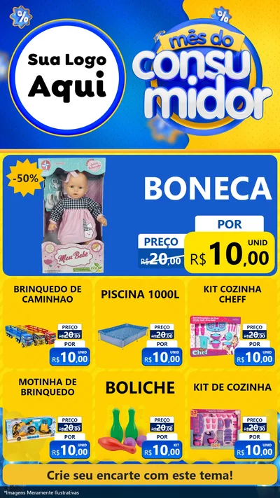 Modelo de Rede Social para Stories com o tema Mês do Consumidor para Brinquedos