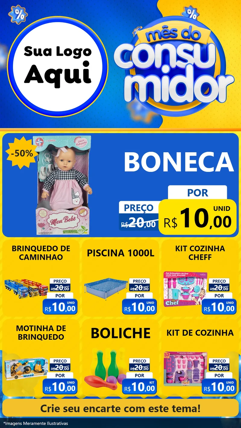 Modelo de Rede Social para Stories com o tema Mês do Consumidor para Brinquedos