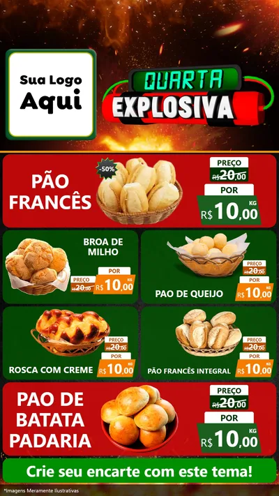 Modelo de TV para TV Vertical com o tema Quarta Explosiva para Padaria