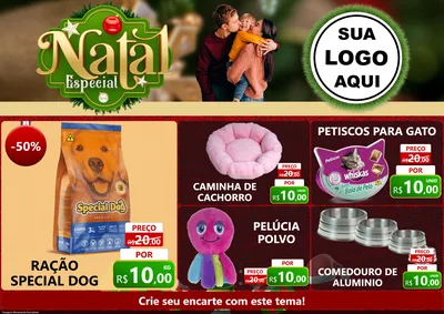 Modelo de Encarte para Encarte A4 Horizontal com o tema Natal Especial para Pet Shop