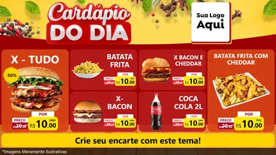 Modelo de TV para TV Horizontal com o tema Cardápio do Dia para Hamburgueria