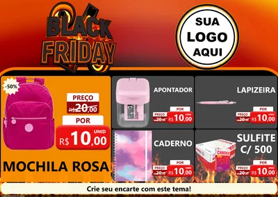 Modelo de Encarte para Encarte A4 Horizontal com o tema Black Friday para Papelaria
