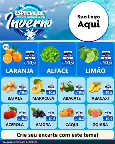 Modelo de Rede Social para Feed Instagram com o tema Especial de Inverno para Hortifrúti