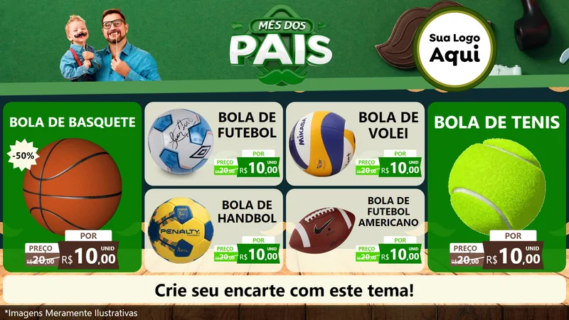 Modelo de TV para TV Horizontal com o tema Mês dos Pais para Artigos Esportivos