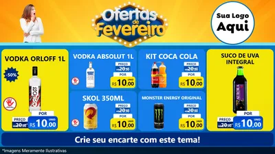 Modelo de TV para TV Horizontal com o tema Ofertas de Fevereiro para Distribuidora de bebidas