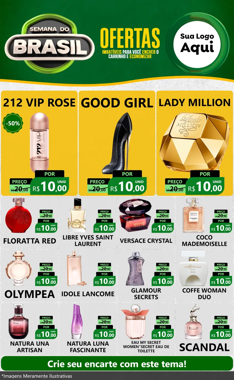 Modelo de Encarte para Encarte Grande com o tema Semana do Brasil para Perfumes