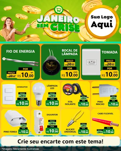 Modelo de Rede Social para Feed Instagram com o tema Janeiro Sem Crise para Materiais Elétricos