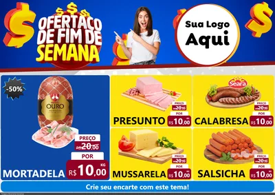 Modelo de Encarte para Encarte A4 Horizontal com o tema Ofertaço de Fim de Semana para Frios e Laticínios