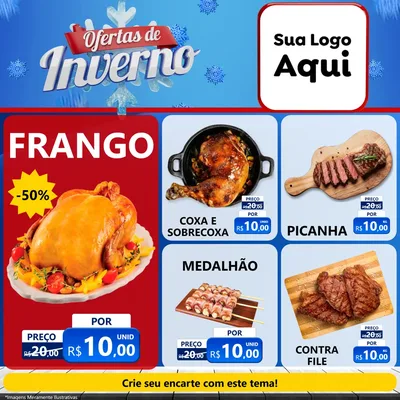 Modelo de Rede Social para Feed Facebook com o tema Ofertas de Inverno para Assados