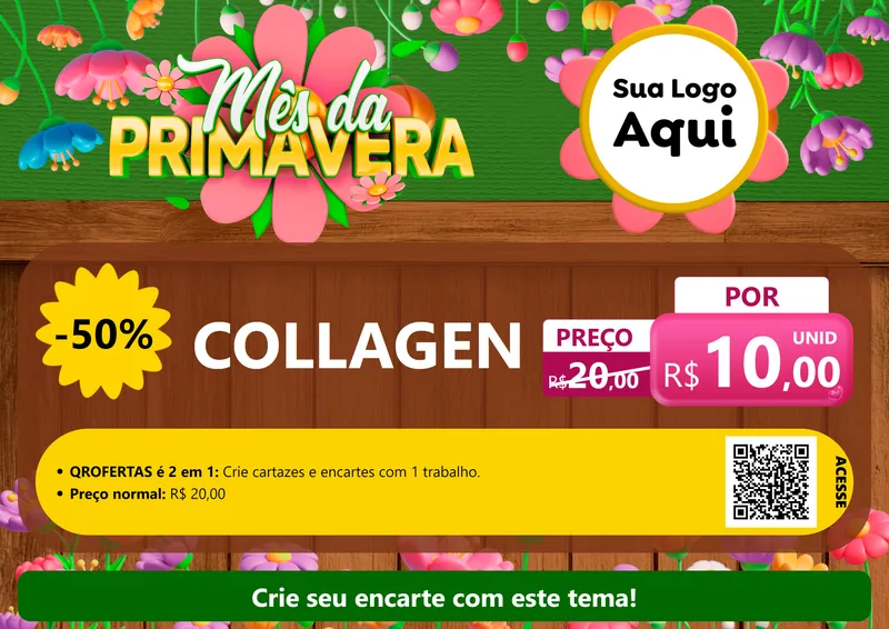 Modelo de Cartaz para Cartaz A4 Horizontal com o tema Mês da Primavera para Suplementos alimentares