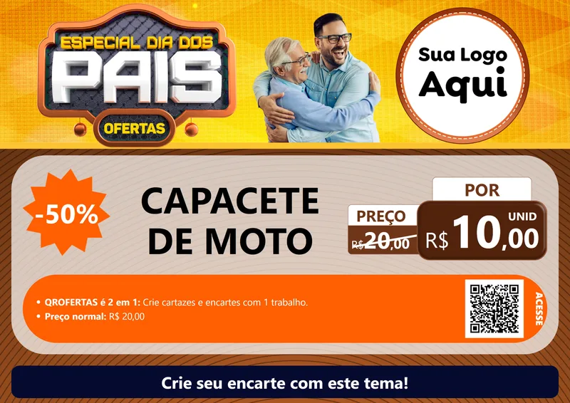 Modelo de Cartaz para Cartaz A4 Horizontal com o tema Especial Dia dos Pais para Moto peças