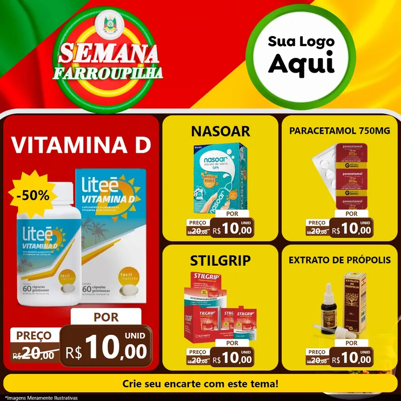 Modelo de Rede Social para Feed Facebook com o tema Semana Farroupilha para Farmácia