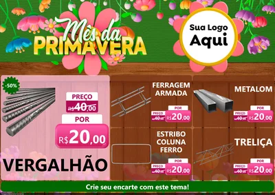 Modelo de Encarte para Encarte A4 Horizontal com o tema Mês da Primavera para Ferragens
