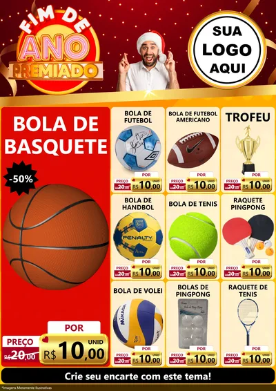 Modelo de Encarte para Encarte A4 Vertical com o tema Fim de Ano Premiado para Artigos Esportivos