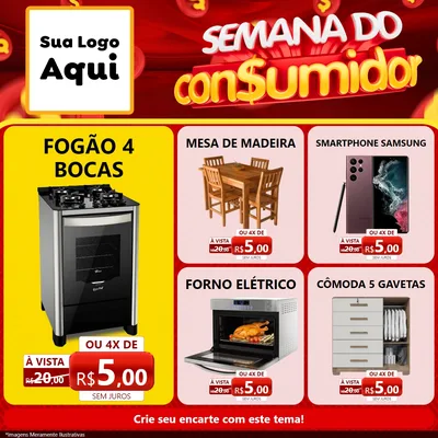 Modelo de Rede Social para Feed Facebook com o tema Semana do Consumidor para Móveis e Eletro