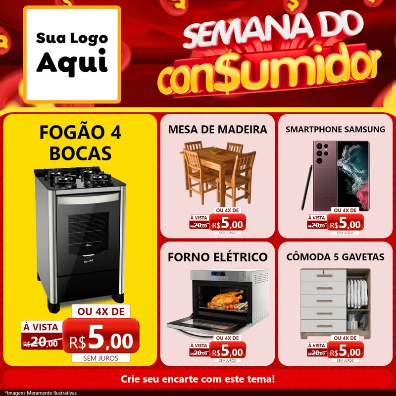 Modelo de Rede Social para Feed Facebook com o tema Semana do Consumidor para Móveis e Eletro