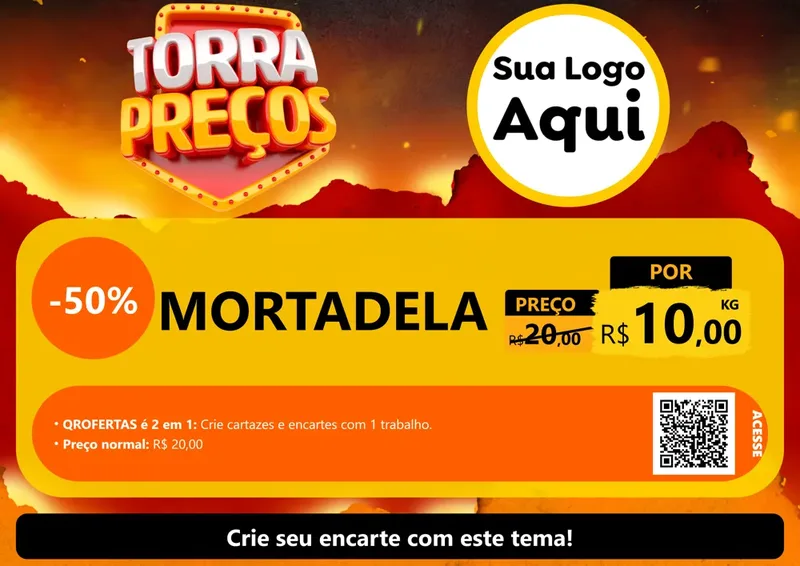 Modelo de Cartaz para Cartaz A4 Horizontal com o tema Torra Preços para Frios e Laticínios