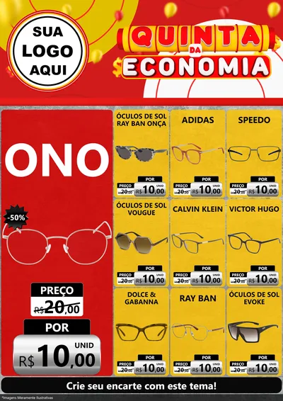 Modelo de Encarte para Encarte A4 Vertical com o tema Quinta da Economia para Óticas