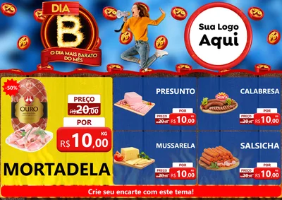 Modelo de Encarte para Encarte A4 Horizontal com o tema Dia B - O Dia Mais Barato Do Mês para Frios e Laticínios