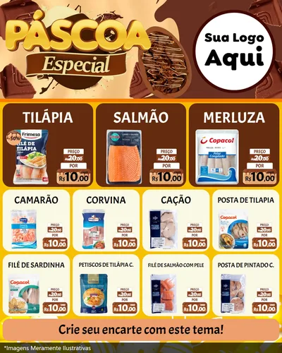 Modelo de Rede Social para Feed Instagram com o tema Páscoa Especial para Peixaria