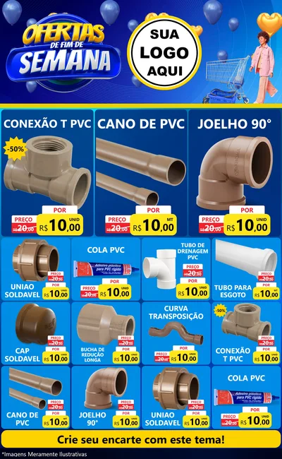 Modelo de Encarte para Encarte Grande com o tema Ofertas de Fim de Semana para Tubos e conexões