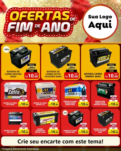 Modelo de Rede Social para Feed Instagram com o tema Ofertas de Fim de Ano para Baterias Elétricas