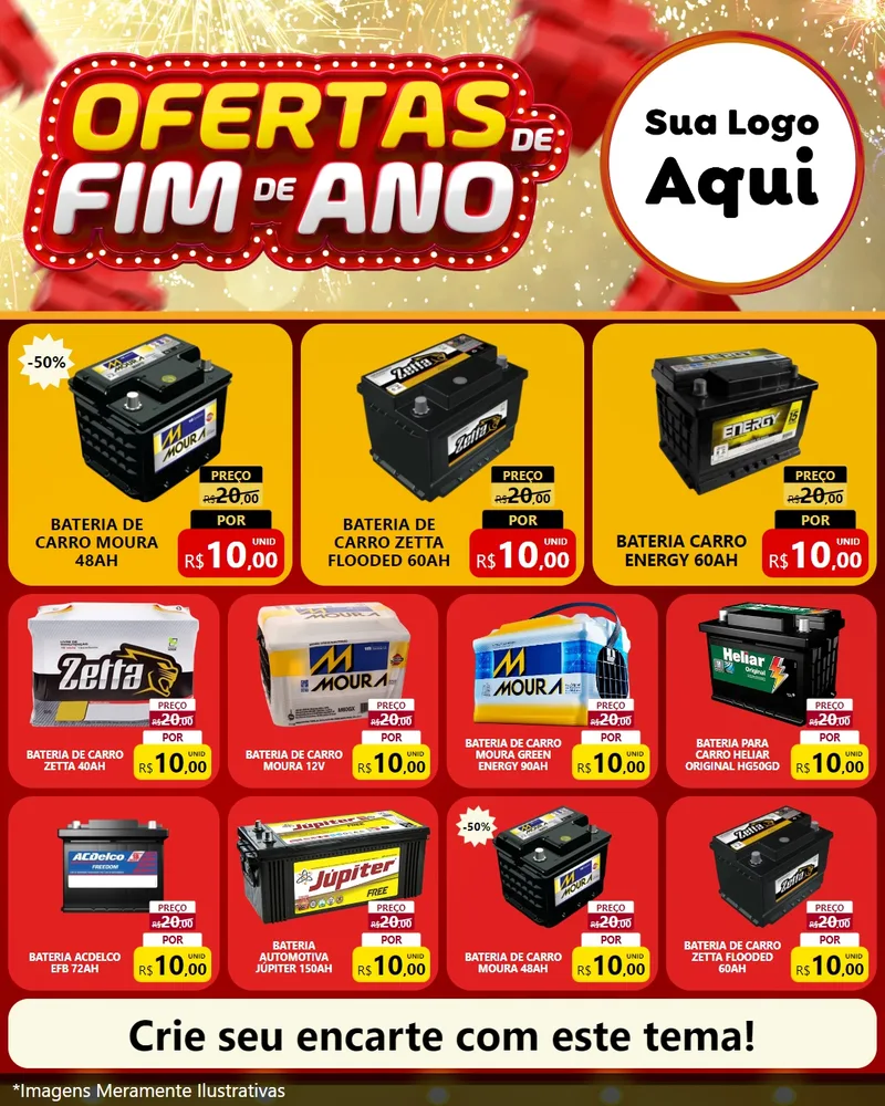 Modelo de Rede Social para Feed Instagram com o tema Ofertas de Fim de Ano para Baterias Elétricas
