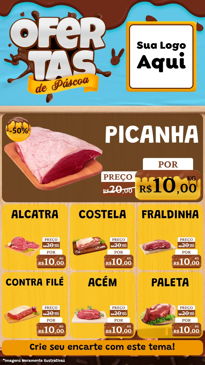 Modelo de Rede Social para Stories com o tema Ofertas de Páscoa para Açougue
