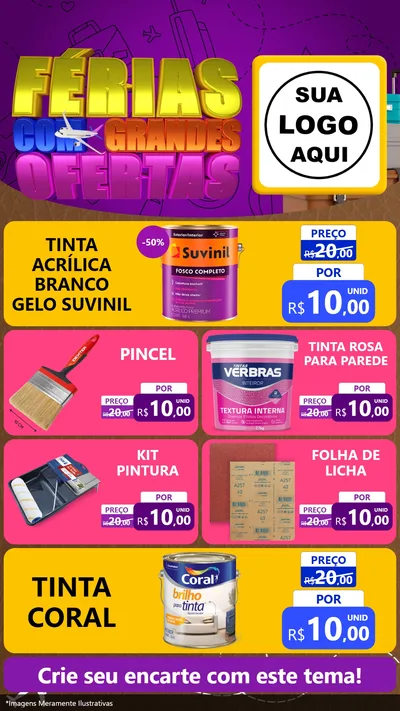 Modelo de TV para TV Vertical com o tema Férias com Grandes Ofertas para Tintas e Ferramentas
