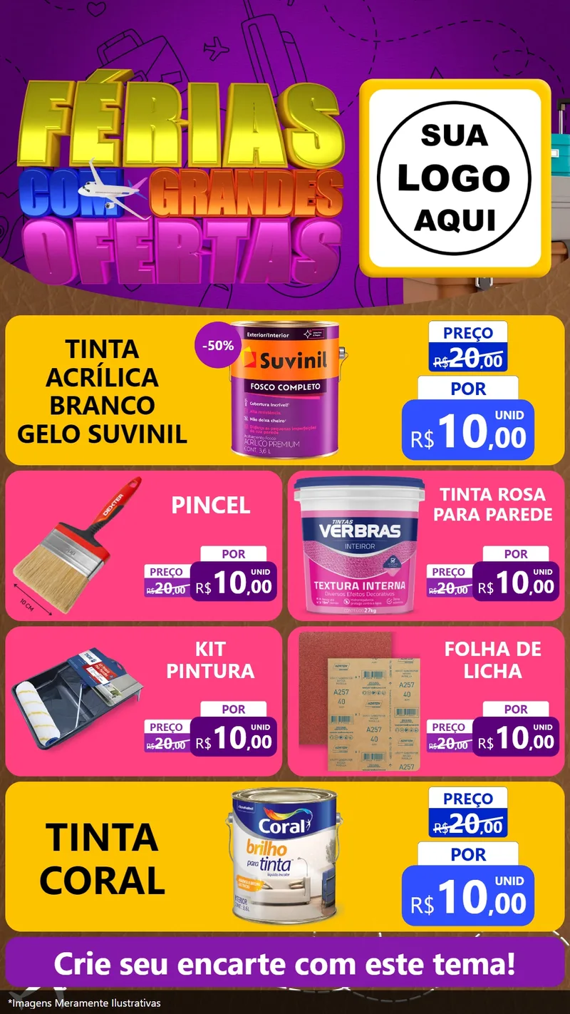 Modelo de TV para TV Vertical com o tema Férias com Grandes Ofertas para Tintas e Ferramentas