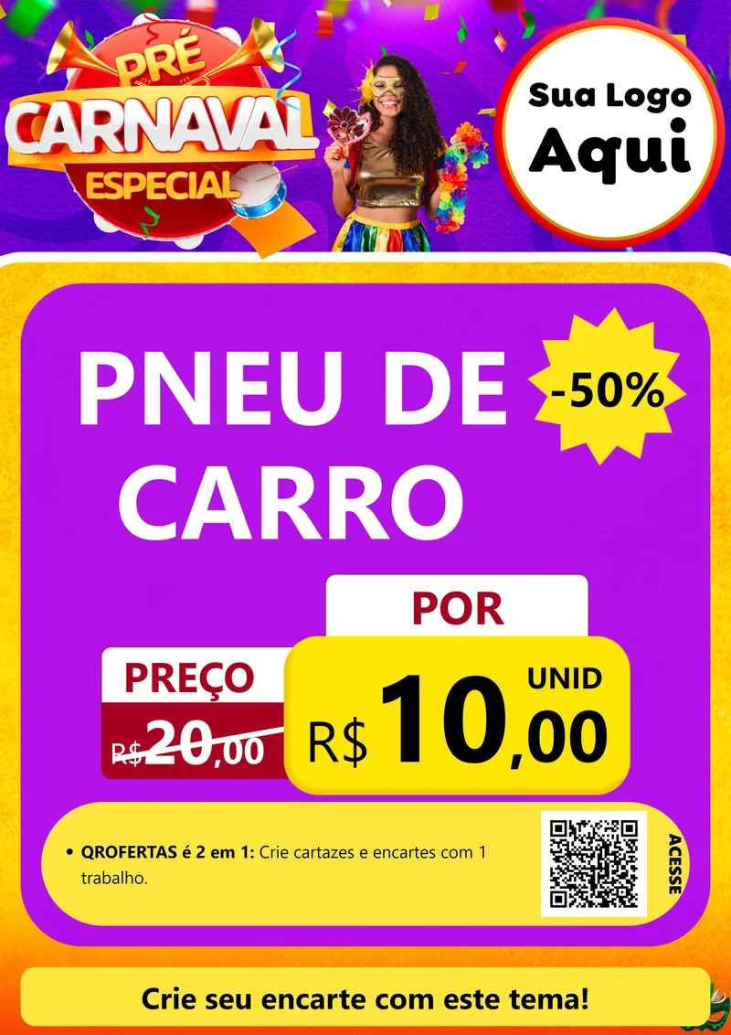Modelo de Cartaz para Cartaz A4 Vertical com o tema Pré-Carnaval Especial para Auto peças