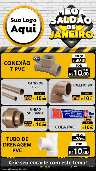Modelo de TV para TV Vertical com o tema Mega Saldão de Janeiro para Tubos e conexões