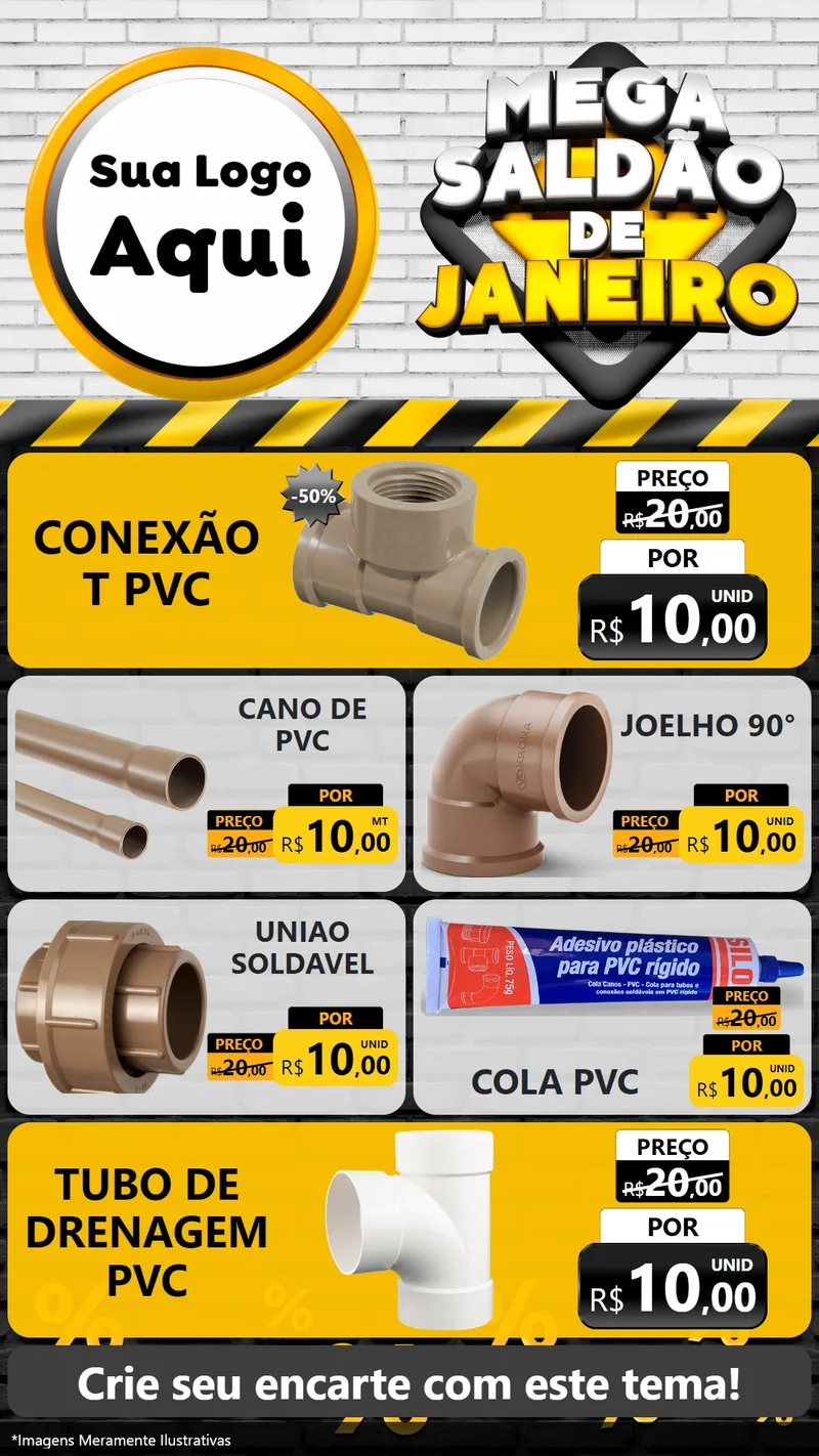 Modelo de TV para TV Vertical com o tema Mega Saldão de Janeiro para Tubos e conexões