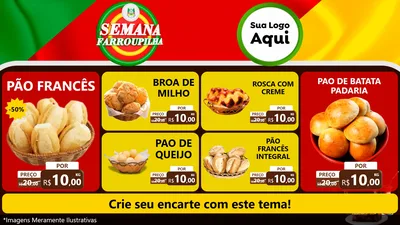 Modelo de TV para TV Horizontal com o tema Semana Farroupilha para Padaria