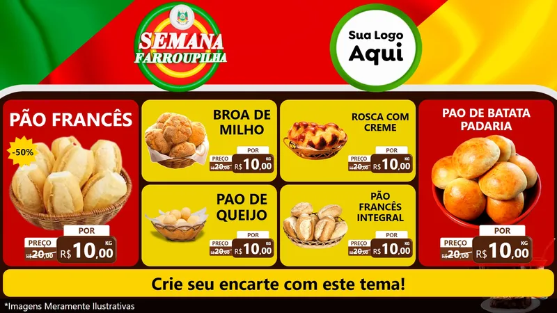 Modelo de TV para TV Horizontal com o tema Semana Farroupilha para Padaria