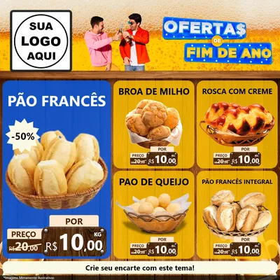 Modelo de Rede Social para Feed Facebook com o tema Ofertas de Fim de Ano para Padaria