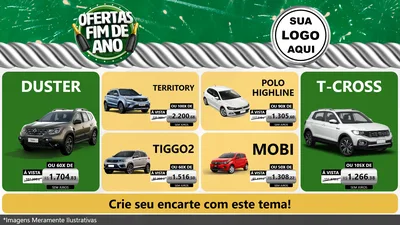 Modelo de TV para TV Horizontal com o tema Ofertas Fim de Ano para Concessionaria de Carros