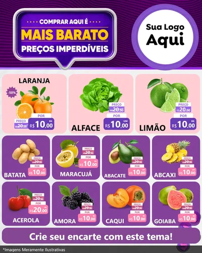 Modelo de Rede Social para Feed Instagram com o tema Mais Barato para Hortifrúti