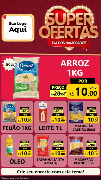 Modelo de Rede Social para Stories com o tema Dia dos Namorados para Supermercado