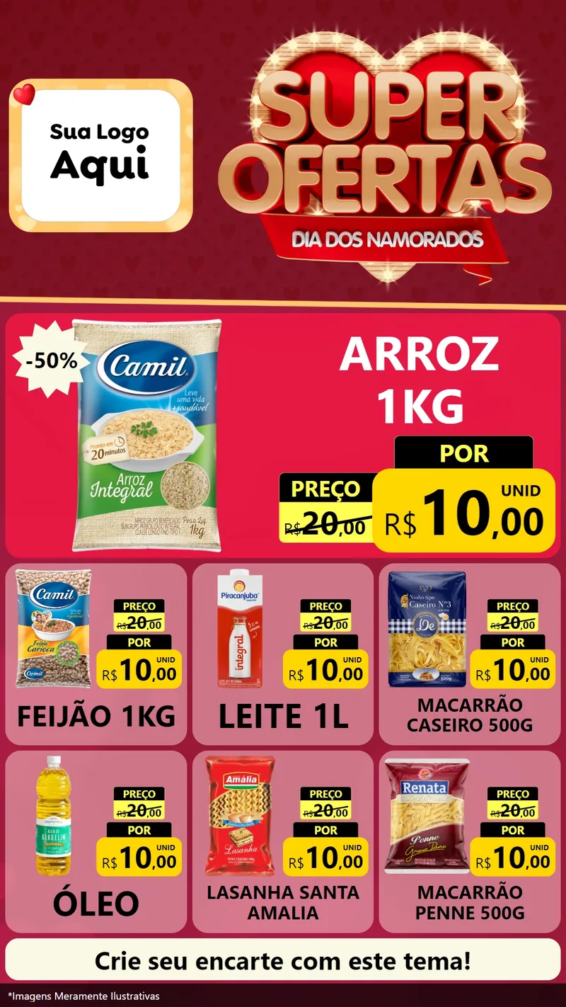 Modelo de Rede Social para Stories com o tema Dia dos Namorados para Supermercado