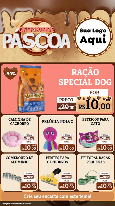 Modelo de Rede Social para Stories com o tema Ofertas de Páscoa para Pet Shop