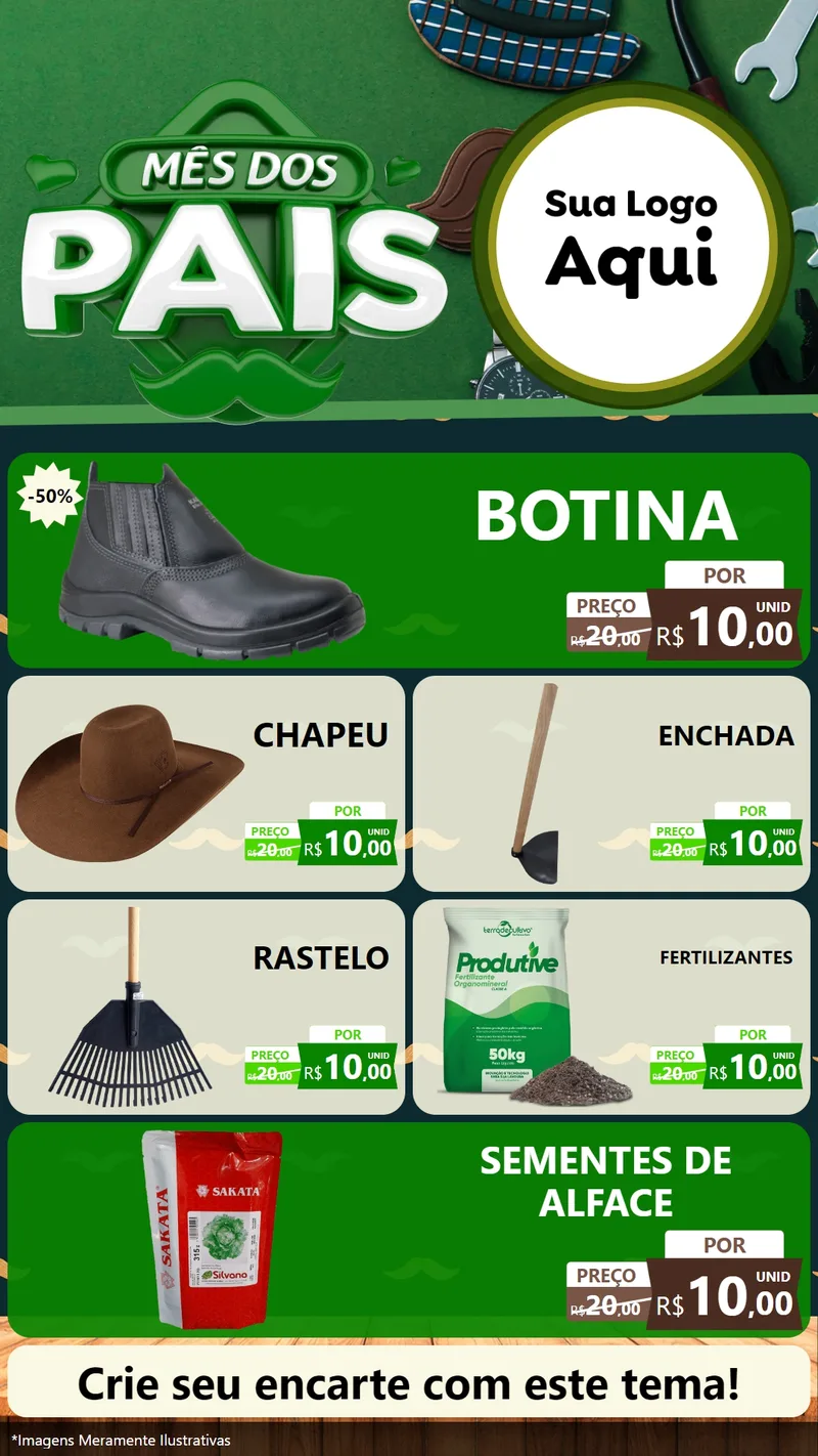 Modelo de TV para TV Vertical com o tema Mês dos Pais para Agropecuária
