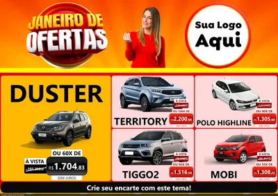 Modelo de Encarte para Encarte A4 Horizontal com o tema Janeiro de Ofertas para Concessionaria de Carros
