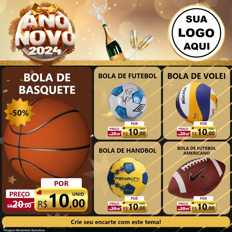 Modelo de Rede Social para Feed Facebook com o tema Feliz Ano Novo 2027 para Artigos Esportivos