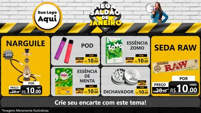 Modelo de TV para TV Horizontal com o tema Mega Saldão de Janeiro para Tabacaria