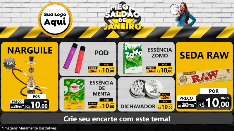Modelo de TV para TV Horizontal com o tema Mega Saldão de Janeiro para Tabacaria