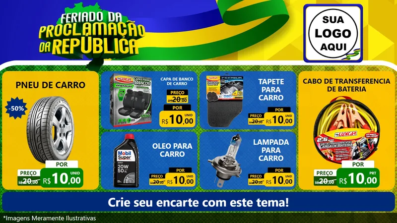 Modelo de TV para TV Horizontal com o tema Feriado da Proclamação da República para Auto peças