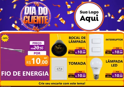 Modelo de Encarte para Encarte A4 Horizontal com o tema Dia do Cliente para Materiais Elétricos