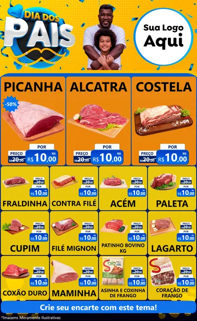 Modelo de Encarte para Encarte Grande com o tema Dia dos Pais para Açougue