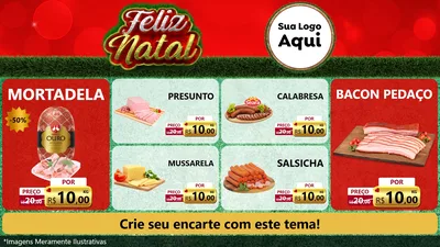 Modelo de TV para TV Horizontal com o tema Feliz Natal para Frios e Laticínios